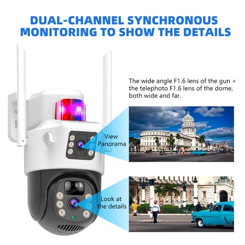 4G/WiFi Solar Panel Security Camera 6MP PTZ Camera 10x Zoom Dual Lens CCTV 360° - Picture 8 of 38