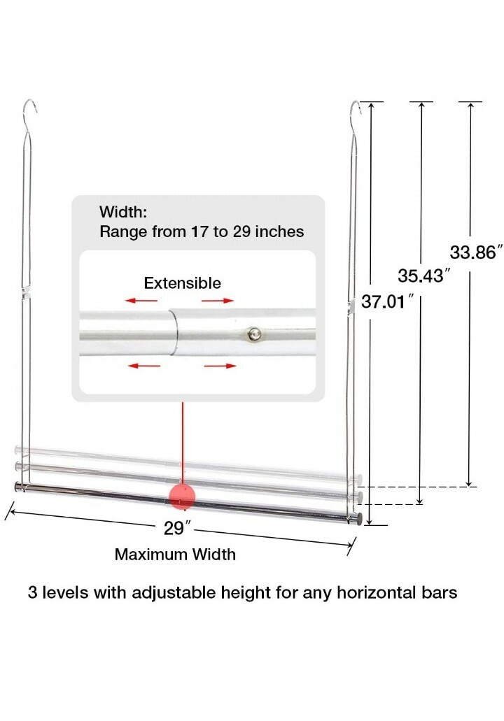 STORAGE MANIAC 2Pack Hanging Closet Rod, Adjustable Width and Height