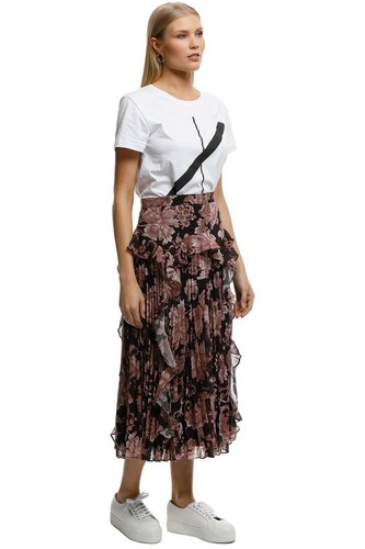 LOVER Florence Pleat Midi Skirt Floral Size 10 AU RRP 395 WITH DEFECTS - Picture 2 of 9