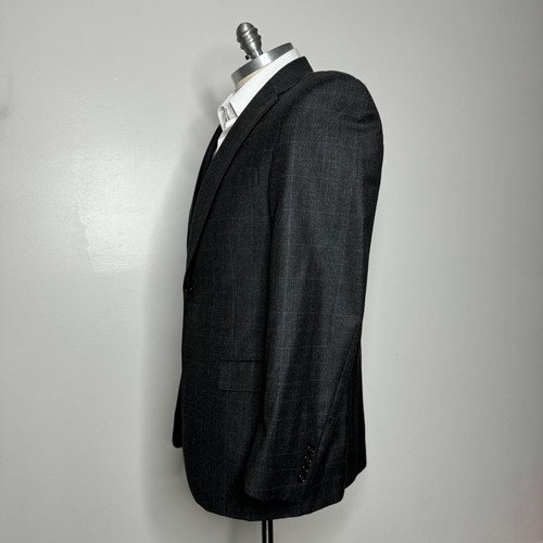 Hart Schaffner & Marx Sport Coat Blazer 44R Mens Brown Check Wool - Picture 3 of 12