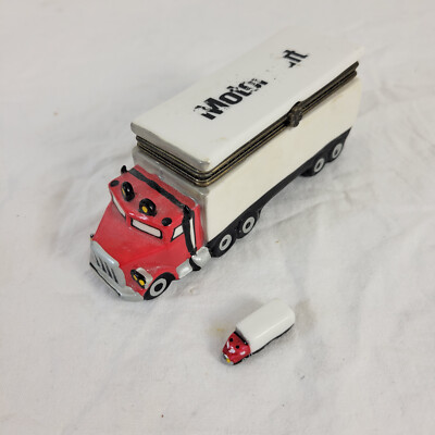 Motorcraft Mini Motorcraft Semi Truck Trinket Box with Mini Tractor Trailer Charm ...