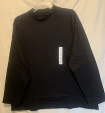 Croft & Barrow Size 3X Solid Black Knit Top, mock turtleneck, long sleeves NWT