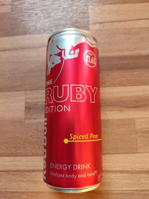 Red Bull Ruby Edition 1,65 Spiced Pear Dose Full 250ml Can Birne Zimt UK 03pw