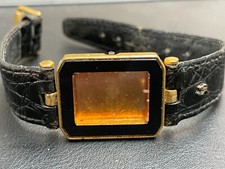 18K Gold Plated Watch Case Tank 27 x 23 mm with Genuine Leather Strap. C207