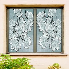 3D White Leaf A423 Window Film Print Sticker Cling Stained Glass UV Zoe