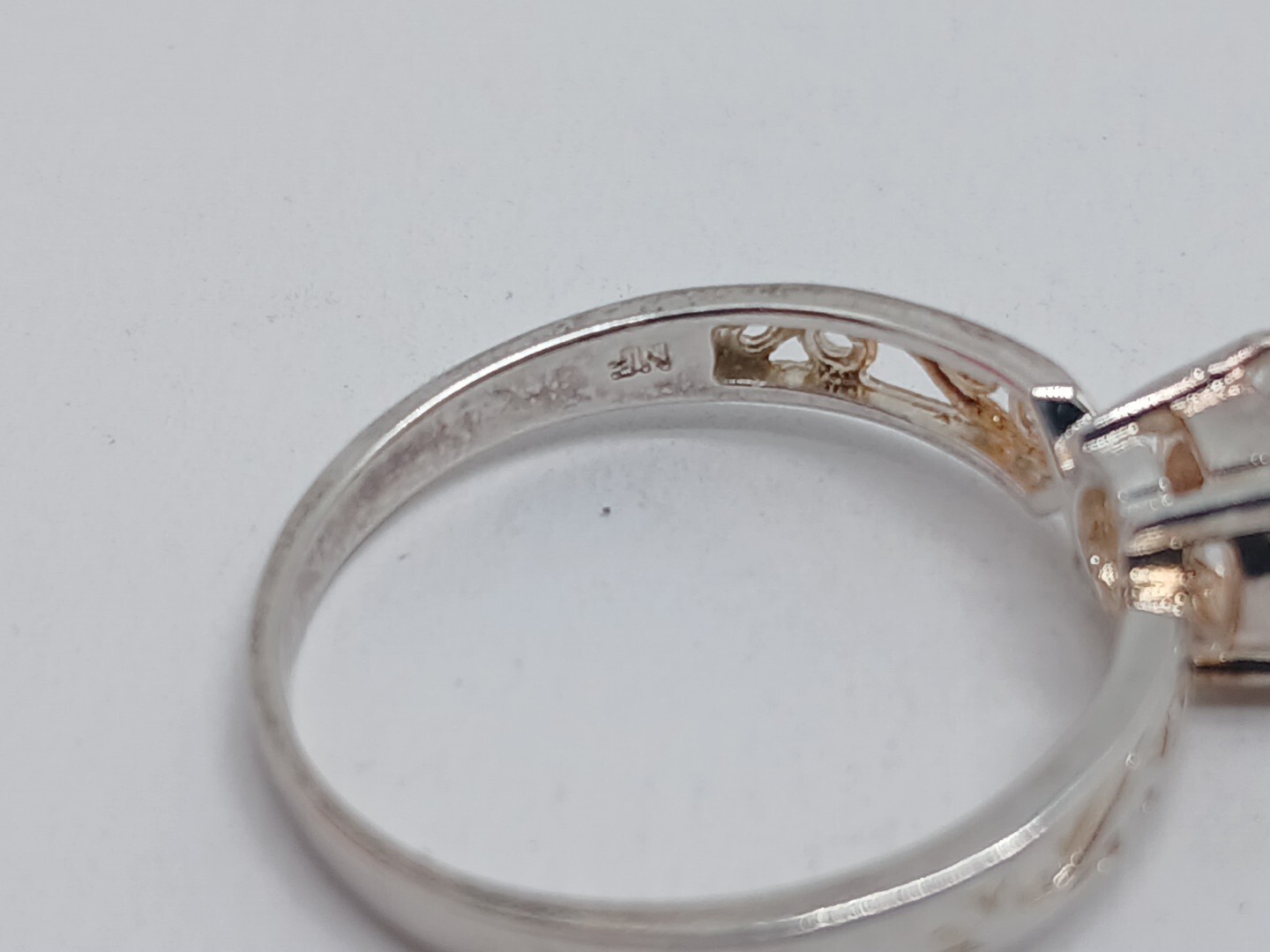 Sterling Silver Ring Solitaire Marked NF 925 Fila… - image 3