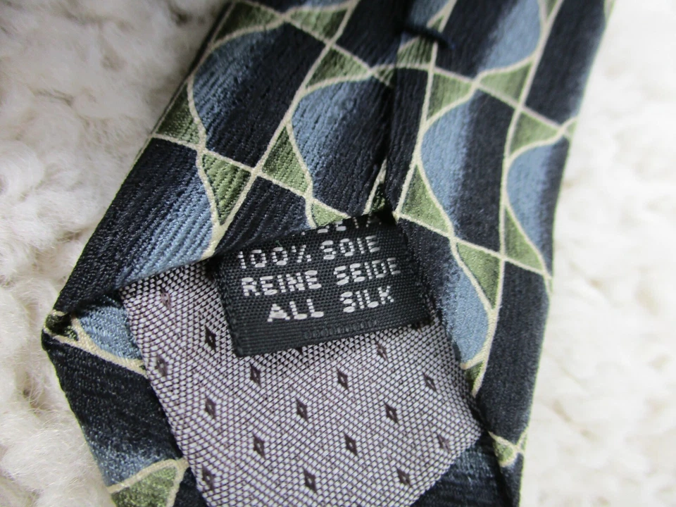 Corbata Louis Roth 100 % seda azul verde abstracta elegante hecha a mano para hombre H12 Foto 3 de 4