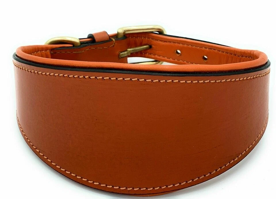 WHIPPET LEATHER DOG COLLAR SOFT LUXURY PADDED AND LINED GREYHOUND LURCHER STRONG - Image 2 of 4