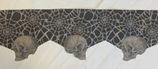 Vtg Halloween Table Runner Skeleton Spiderweb Black Fireplace Mantle Scarf 89"