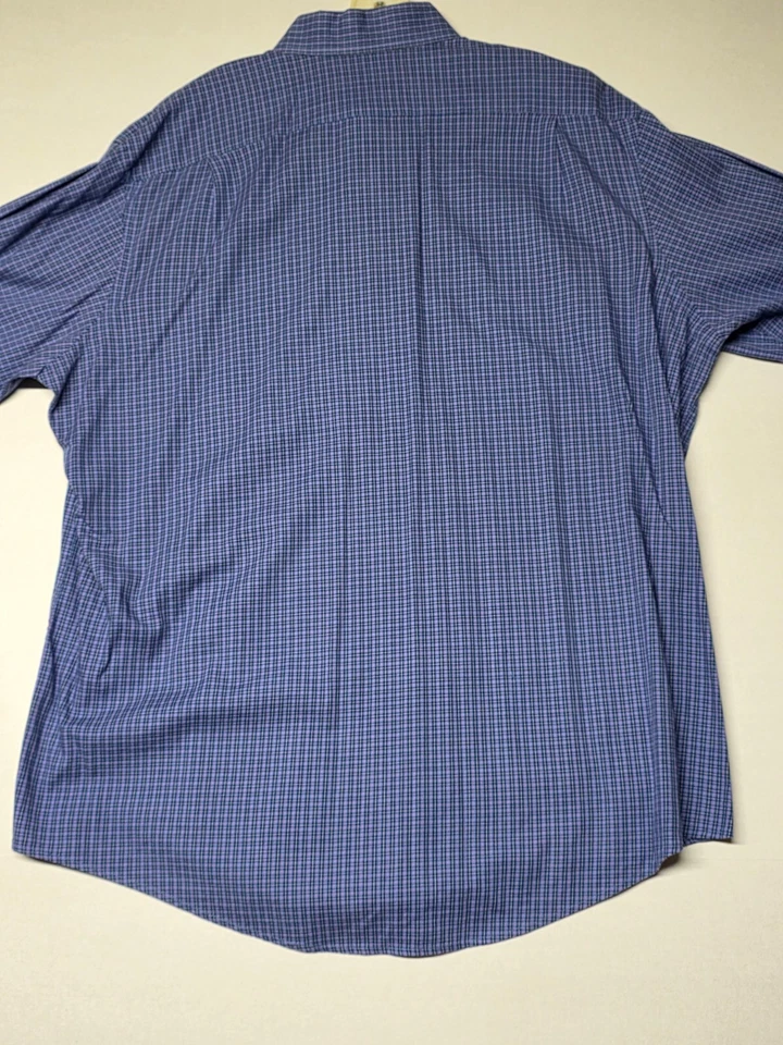 Camisa Southern Tide para hombre XL a cuadros manga larga con botones púrpura azul Foto 4 de 4