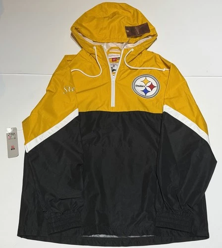 NWT Mitchell & Ness NFL Pittsburgh Steelers Lightweight Windbreaker Jacket L video thumbnail
