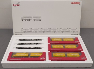 Marklin 152198 HO Scale SBB ''Schweizer Post'' Flatcar Freight Set NIB