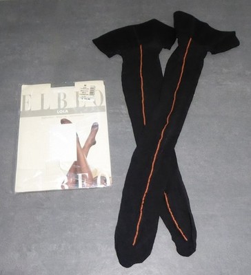3 Seltene Designer  Vintage Halterlose Strümpfe ELBEO & CETTE mit Naht Gr. M/L