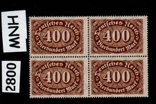 MNH block 400 M Honeycomb Watermark Weimar German Republic  1921-1922   #2800