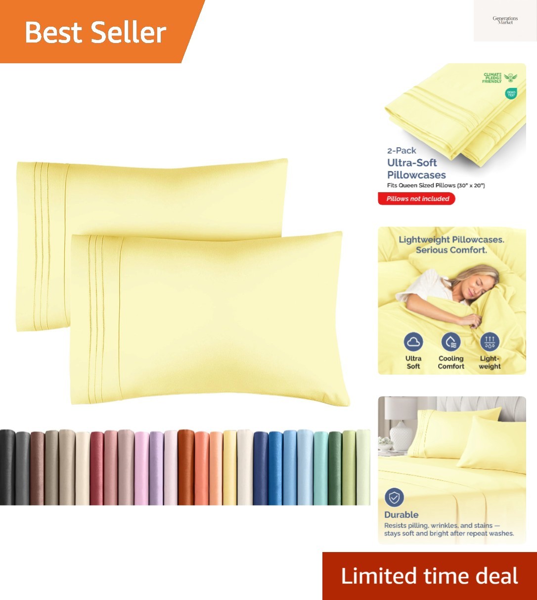 Queen Pillow Cases Set of 2 - Ultra Soft Hotel Quality Pillo