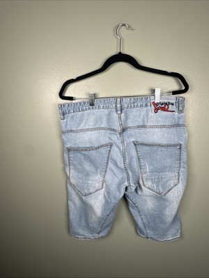 Triple Five Soul Men s Sz 34 Light Wash Jorts Denim Jean Shorts 555 Soul Y2K