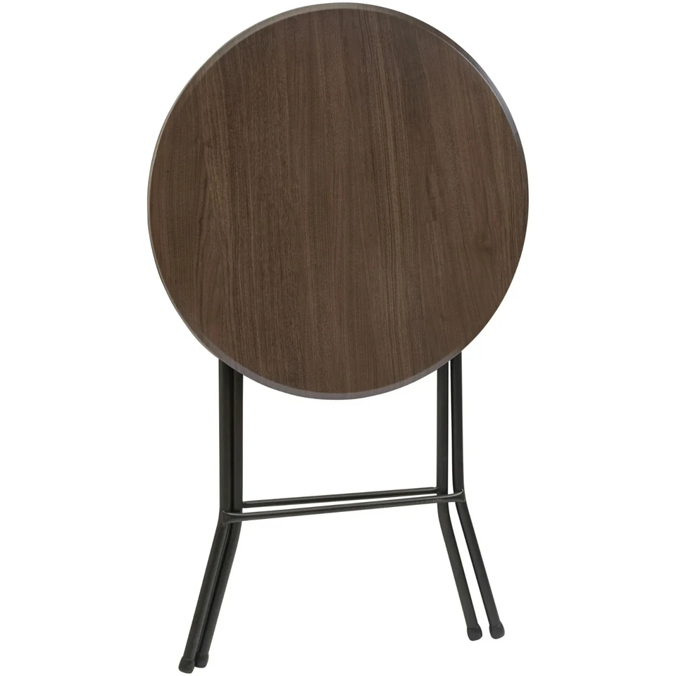 Mainstays 31"" Round High-Top Folding Table, Walnut - Image 4 of 4