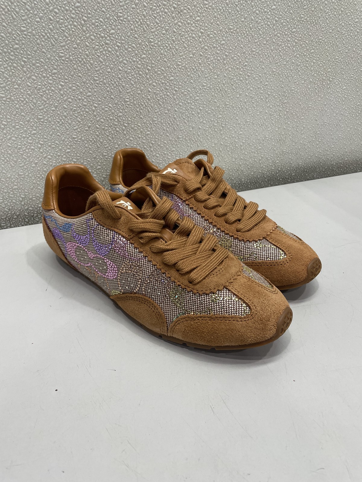 Coach Flat Sneaker In Crystal Signature Jacquard Women's US 7.5B *Preowned*