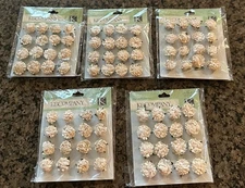 5 Sets K&Company WEDDING COLLECTION Paper Flowers 16 Pieces Per Set White Mini