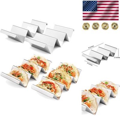 Elegant Stainless Steel Taco Holders Set of 4 - Oven Safe & Dishwasher Friendly