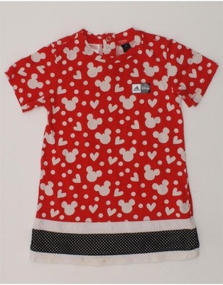 Adidas Baby Mädchen Disney Grafik Basic Kleid 9-12 Monate rot Baumwolle Herz BO63