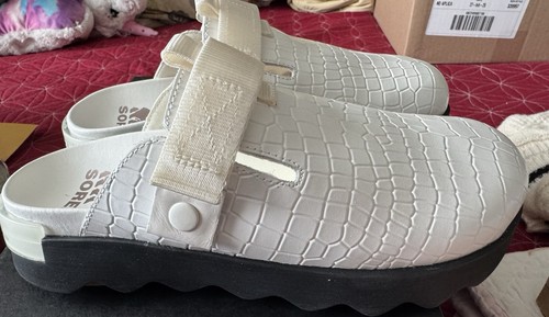 Zoccoli donna SOREL Viibe bianco nero gomma sale marino slip on goffrati taglia 9 nuovi con scatola - Foto 2 di 11