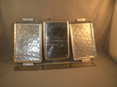 Set 3 Vintage Kraftware Small Rectangle Metal Aluminum Trays 7" X 4” Hammered - Image 1 of 3