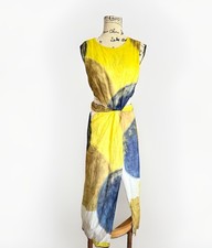 ZARA RAMIE MULTICOLOURED ARTY PRINT MIDI DRESS CUT OUT Size Medium