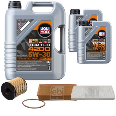 FEBI BILSTEIN Inspektionspaket 7L Liqui Moly Top Tec 4200 5W-30 für Citroën C8