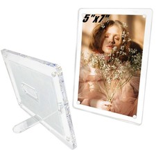 5x7 Acrylic Picture Frames, 4 Pack Clear Acrylic Magnetic Photo Holders, Desk...
