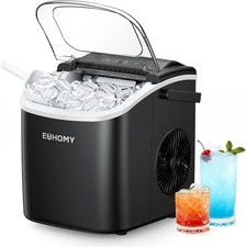 EUHOMY Countertop Ice Maker Machine with Handle, 26lbs in 24Hrs, 9 Ice Cubes Rea