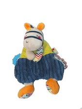 Doudou plat zebre bleu vert orange TUC TUC