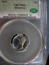 1941 Proof Mercury Dime CAC PR64 