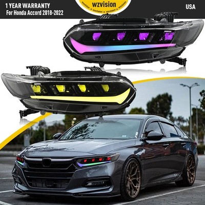 1Set RGB 8 Lens LED Headlights For Honda Accord 2018-2022 Head Lamps Sequential