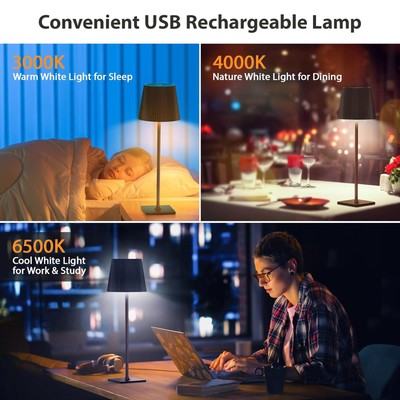 (Round Pleated Shade Black)2Pcs Led Simple Table Lamp Living Room Bedroom Des E