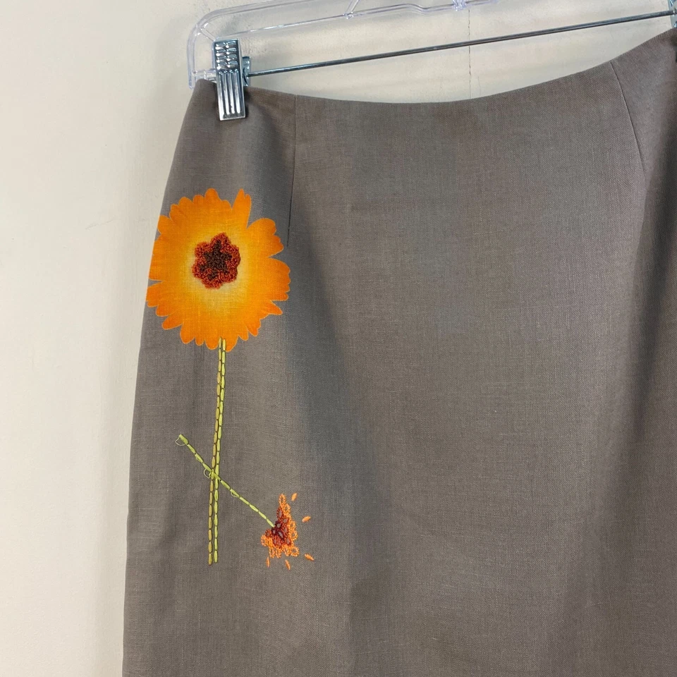 Alfani Mujer 2 Falda Tejida Gris Lápiz Cremallera Rodilla Bordada Girasoles 7480 Foto 3 de 4