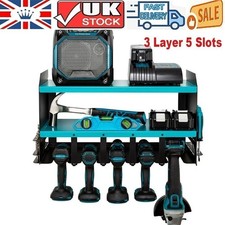 3 Layer 5 Slots Power Tool Organiser Wall Mounted Drill Storage Rack For Makita