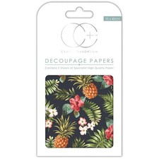 Craft Consortium Decoupage Papers 13.75"X15.75" 3/Pkg Retro Pineapple