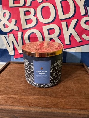 Bath & Body Works DARK BLUE NIGHT 3 Wick Candle NEW