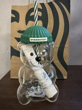 NEW Exclusive Starbucks 2026 Bearista BEAR Glass Jar Cup w/Straw limited edition
