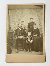 Antique 1880s Cabinet Card Photo of A Man  Women  Kids - 1880s Family Photo