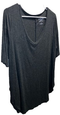 Torrid Stone Gray V-Neck Short Sleeve Knit Tunic Top Casual Lightweight Size 2