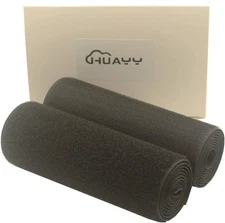 Sew on Hook and Loop Style，Non-Adhesive Nylon Strips Fabric，Black (6in x 1yd)