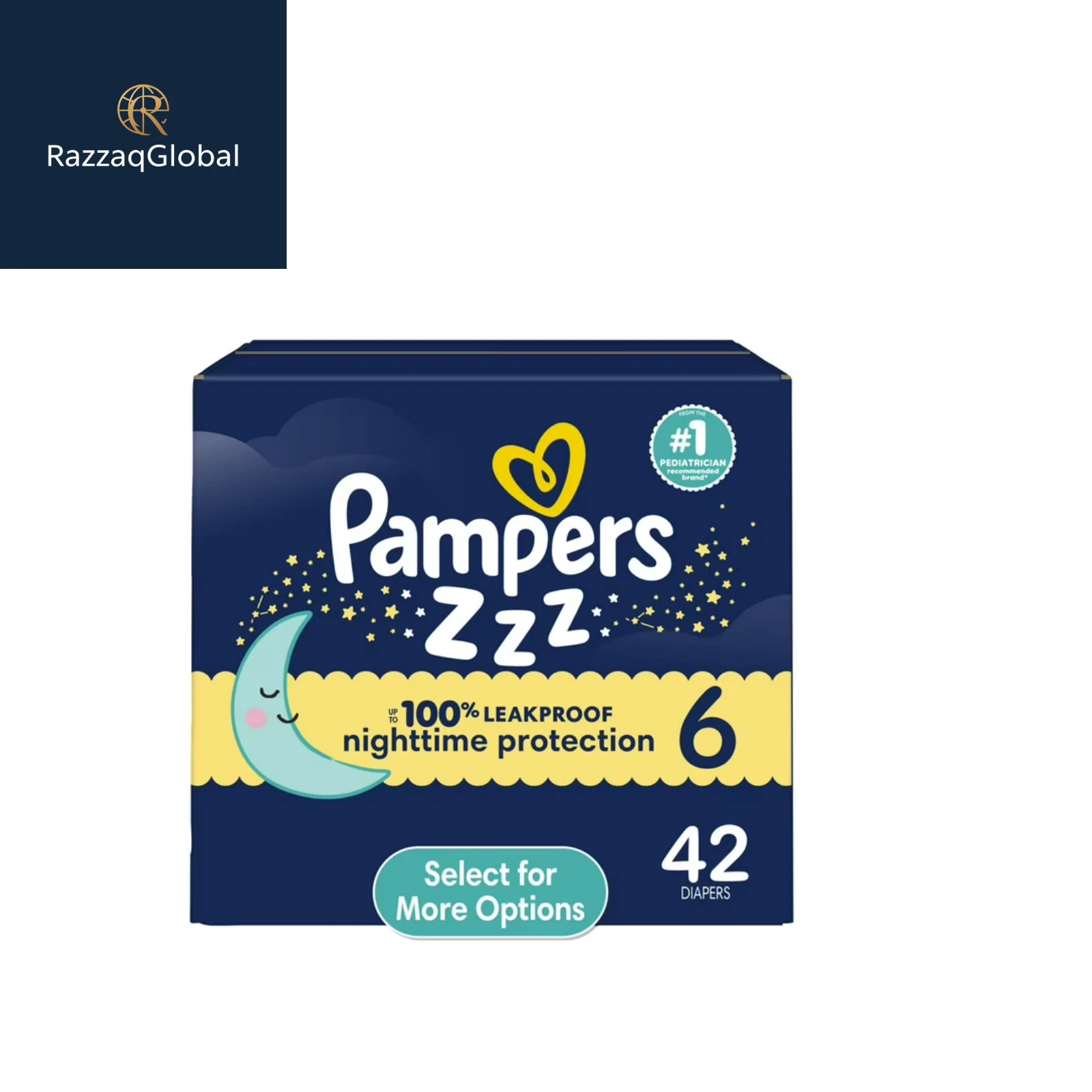 Pampers Swaddlers Overnight Zzz Baby Diapers Size 6, 42 Count