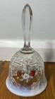 Fenton Hand Painted Strawberry Bell Opalescent Basket Weave - Signed & Sticker
