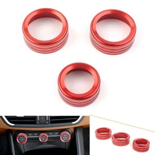 Air Conditioning Switch Knob Ring Trim Cover Red For Alfa Romeo Giulia Console