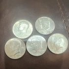 Lot #W of five 1966-1967 Kennedy Half Dollars 40% Silver 50C US Coins