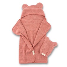 Baby Bath Towel and Wash Mitt Set Soft Absorbent Hooded Towels and Mitt-Sty...