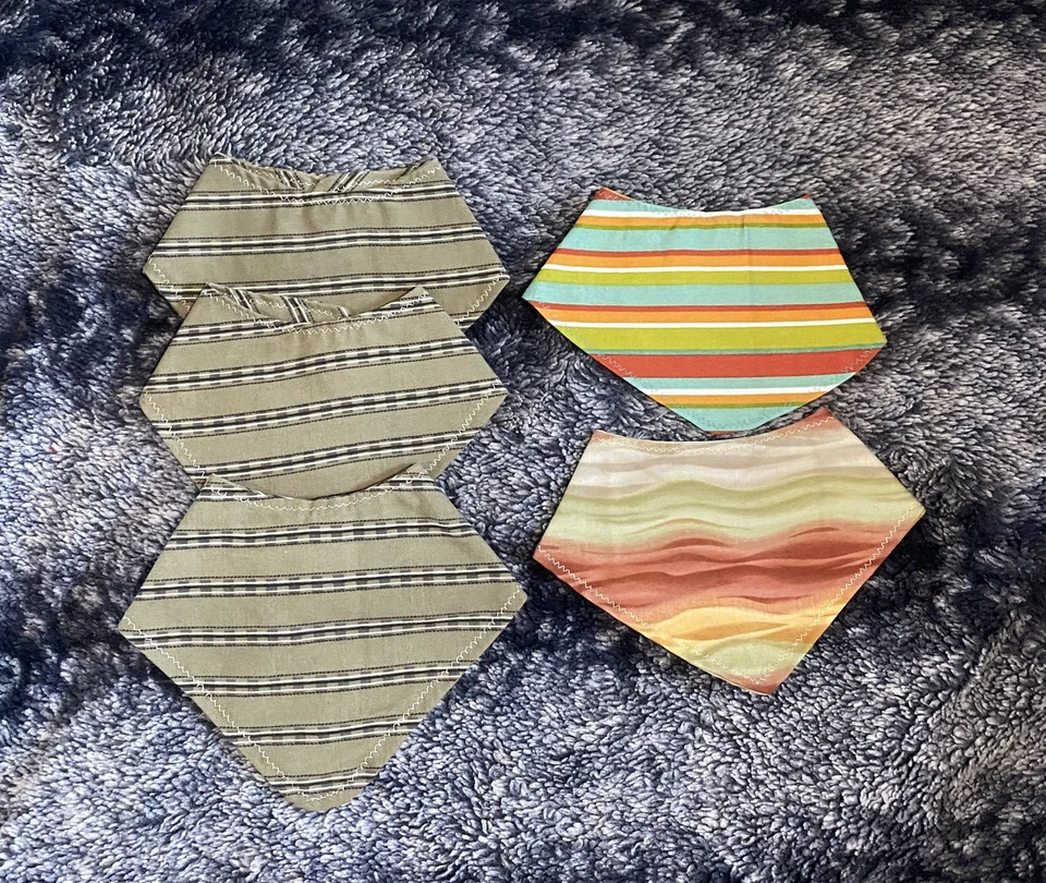 Baberos Hechos a Mano Bebé Infante Niño Surtidos Bandana Goteador Cierre a Presión (Lote de 5) Foto 4 de 4