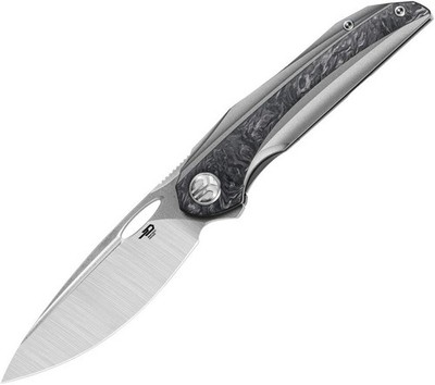 Bestech Knives SENU Framelock Ti/Marble CF Folding Knife Gray